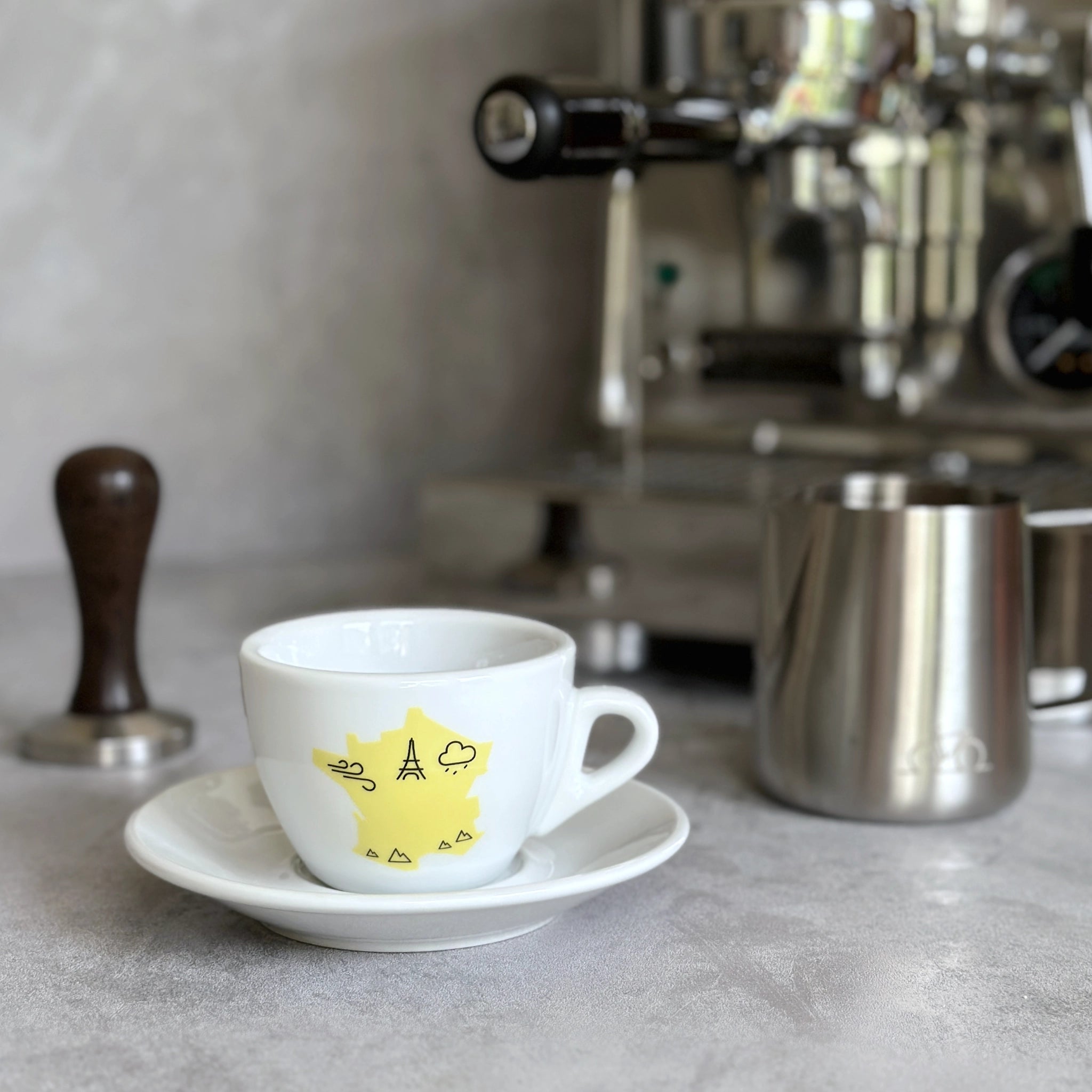 Cappuccino-Tasse Le Tour de France mit Frankreich-Print in gelb