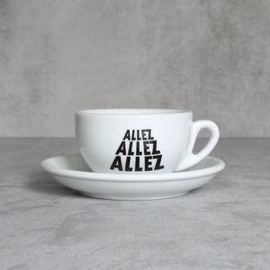 Cappuccino Grande Tasse mit Radsport-Slogan Allez Allez Allez