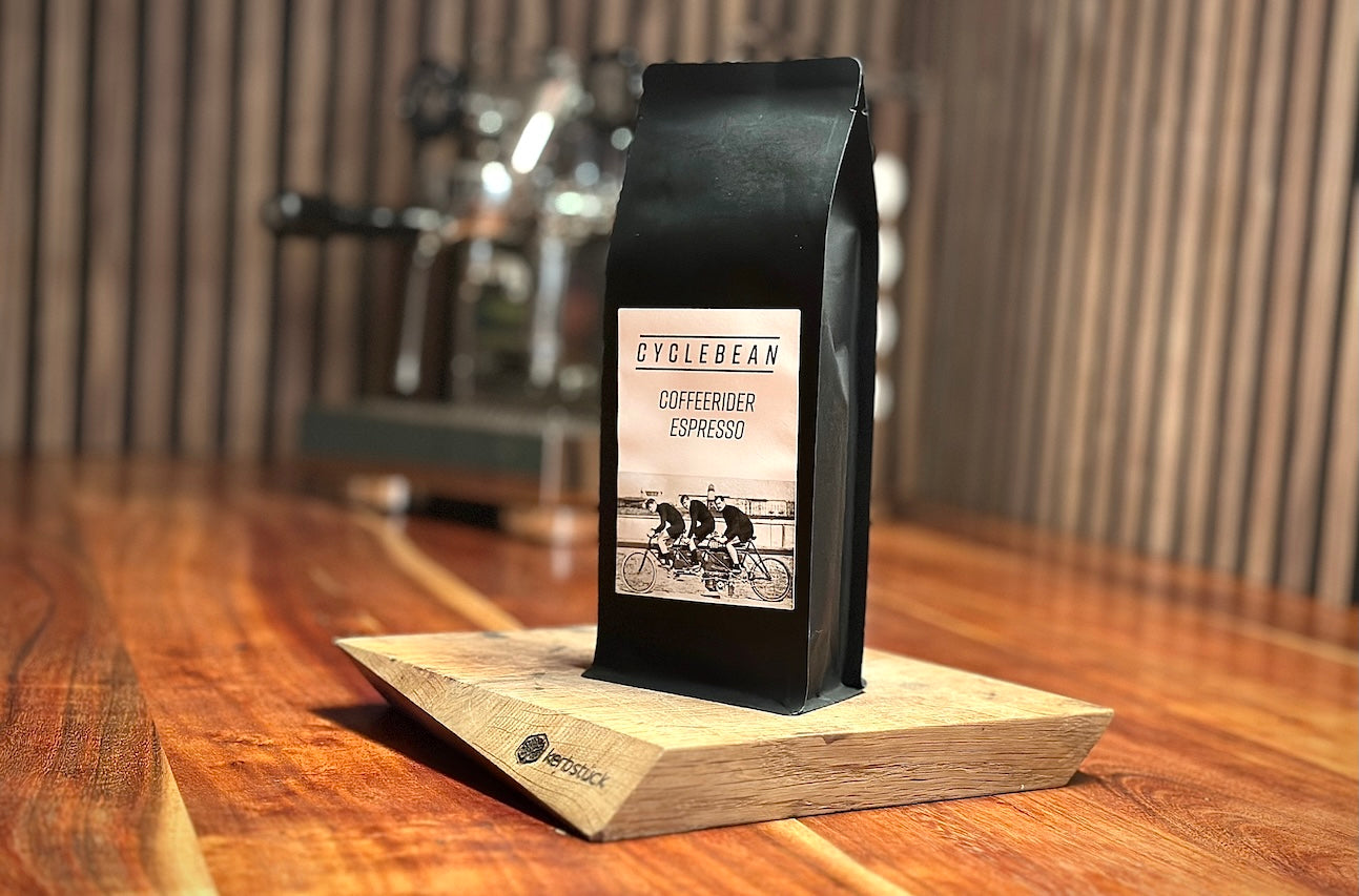 Eine Espresso-Packung mit Fahrrad-Motiv